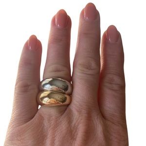 House of Harlow Silver and Gold Nickle Free Statement Rings Size 8 NEW